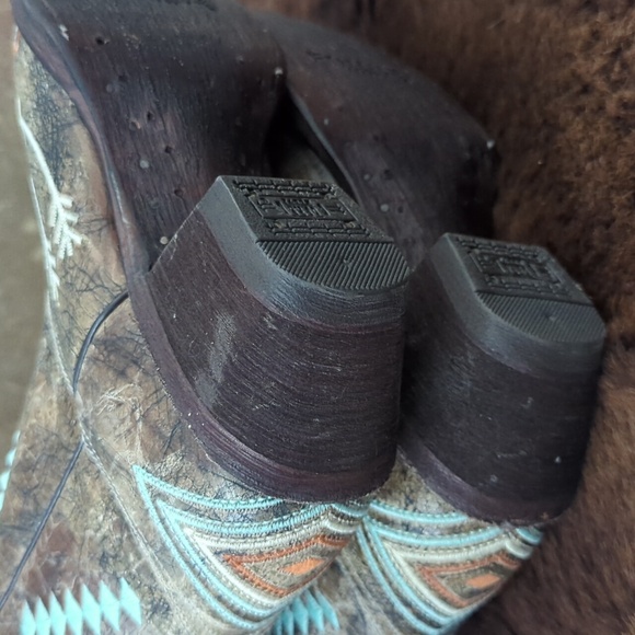 CORRAL E1037 snip toe distressed leather Aztec/Southwest cowgirl boots sz 8 NEW - Picture 15 of 16